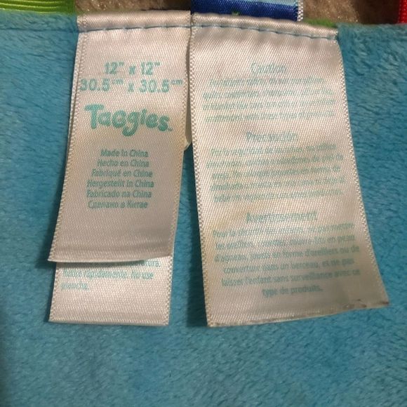 TAGGIES Lovey Dinosaur Green Blue Security Blanket 12” Square - Picture 4 of 4